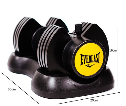 2 X Adjustable Dumbbell Everlast 12.5Kg Home Gym 5 in 1 Quick Dial Pair