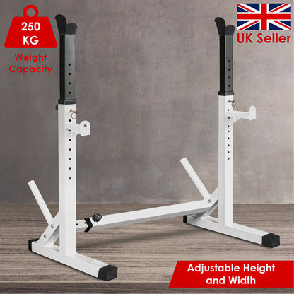 Adjustable Barbell Rack Squat Stand Pair Weight Lifting Bench Press Home Gym UK