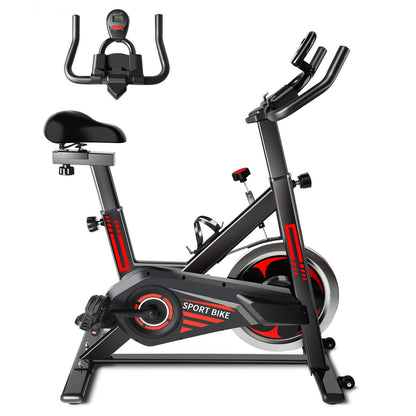 Exercise Bike Indoor Cycling W/ LCD Display, Heart Rate Sensor, Black